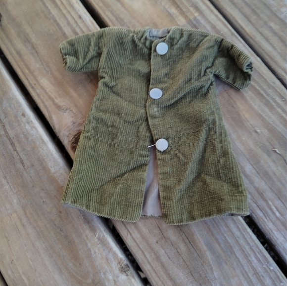 Vintage Fashion Doll Olive Green Corduroy Coat &  Dress Set OOAK Handmade - Picture 6 of 11